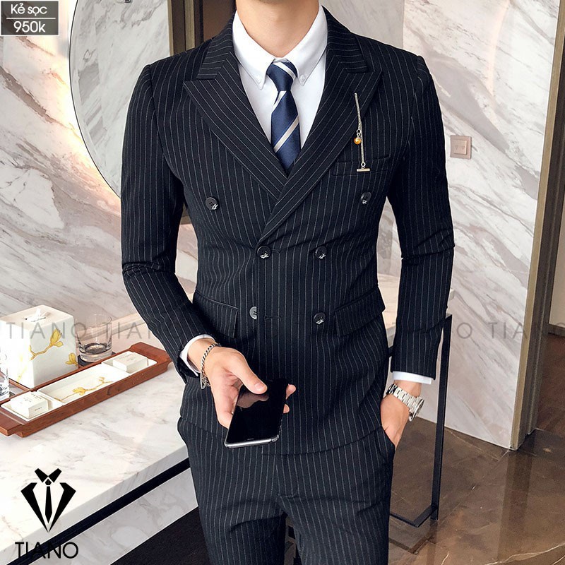 Bộ Vest Nam Hàn Quốc 6 Cúc, Suit Nam 6 Cúc Chất Vải Sịn, Fom Ôm Đẹp, Quần Có Tăng Chỉnh Vòng Bụng.