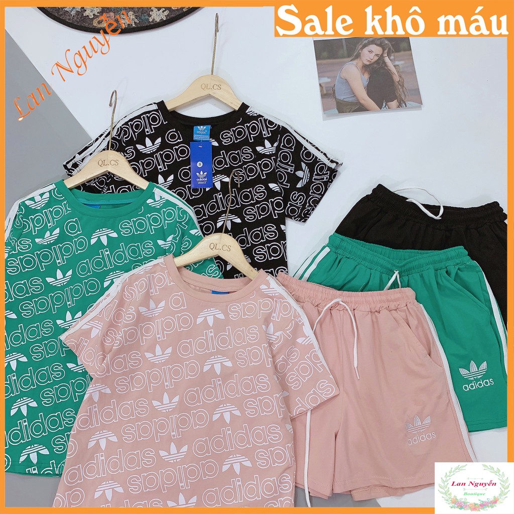 Bán sỉ Bộ cotton thể thao in nhiều chữ da.s cho nữ