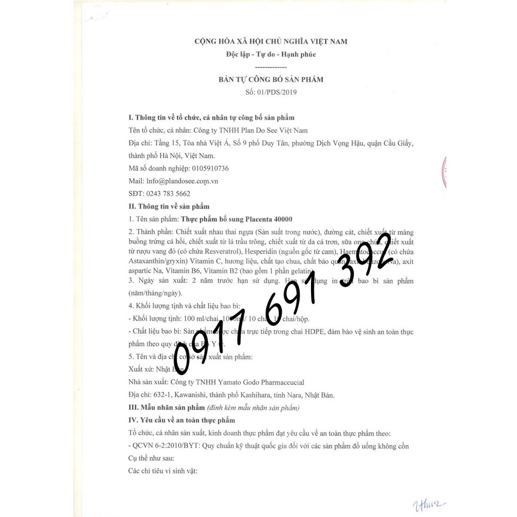 Nước uống nhau thai Collagen Placenta 40000 Hộp thuỷ tinh 10 lọ (100ml/lọ) | Thế Giới Skin Care