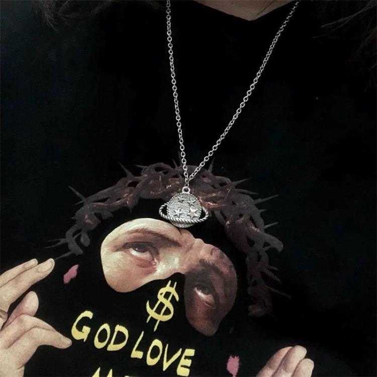 Dây chuyền xích mặt hình hành tinh phong cách unisex 22149