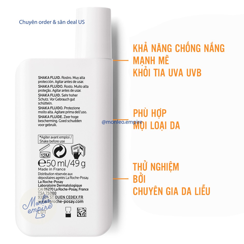 Kem chống nắng La Roche Posay ANTHELIOS INVISIBLE FLUID SPF50+ 50ml