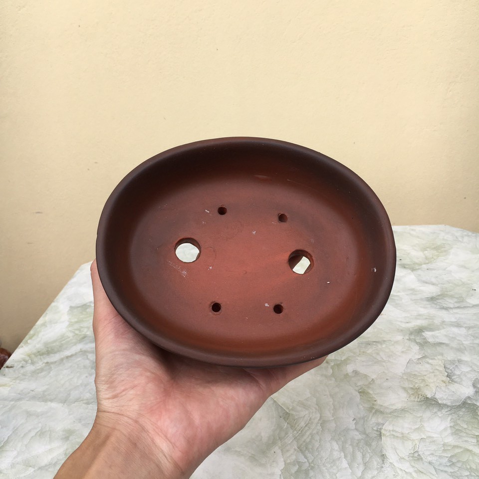 Chậu bonsai Ovan mini đất nung gốm Bát tràng 1 size BM-80