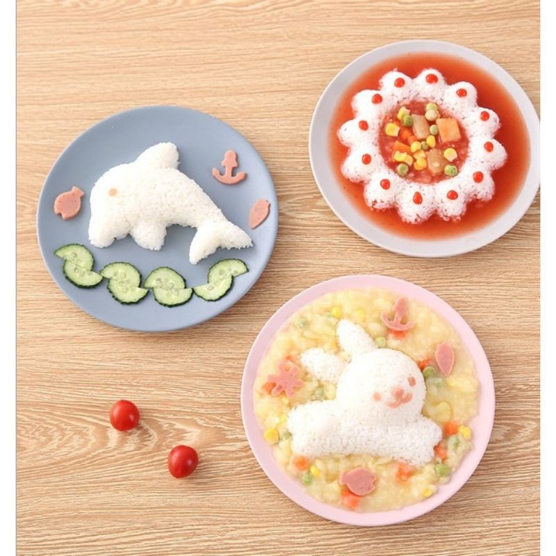 Khuôn ép cơm tạo hình thỏ cá hoa trang trí thức ăn cho bé AD20