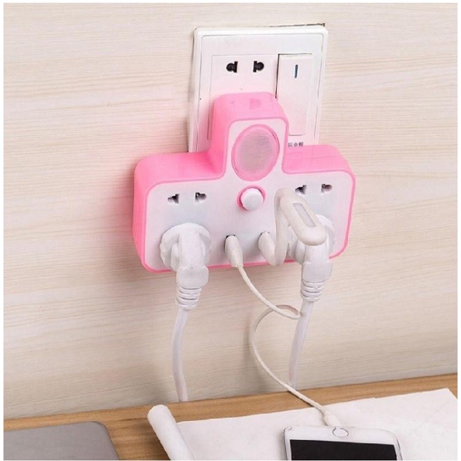 Ổ cắm điện thông minh kiêm đèn ngủ cổng usb sạc cho điện thoại hình chữ T chân cắm 3 chấu