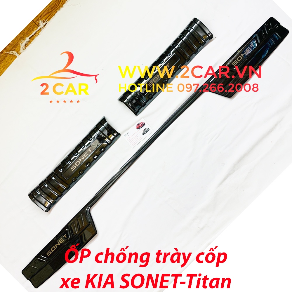 Ốp chống trầy cốp trong, ngoài xe Kia Sonet 2021-2022, Chất liệu Titan cao cấp