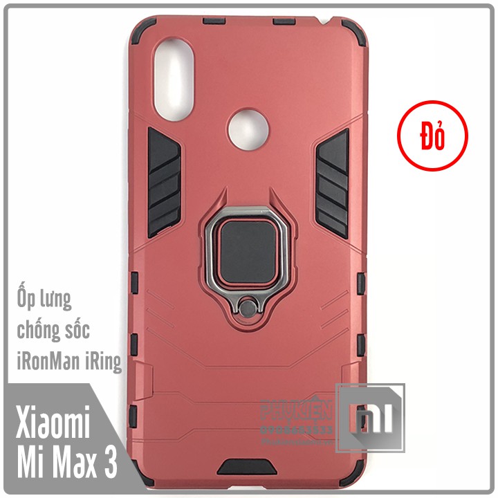 Ốp lưng Xiaomi Mi Max 3 iRON - MAN IRING Nhựa PC cứng viền dẻo chống sốc