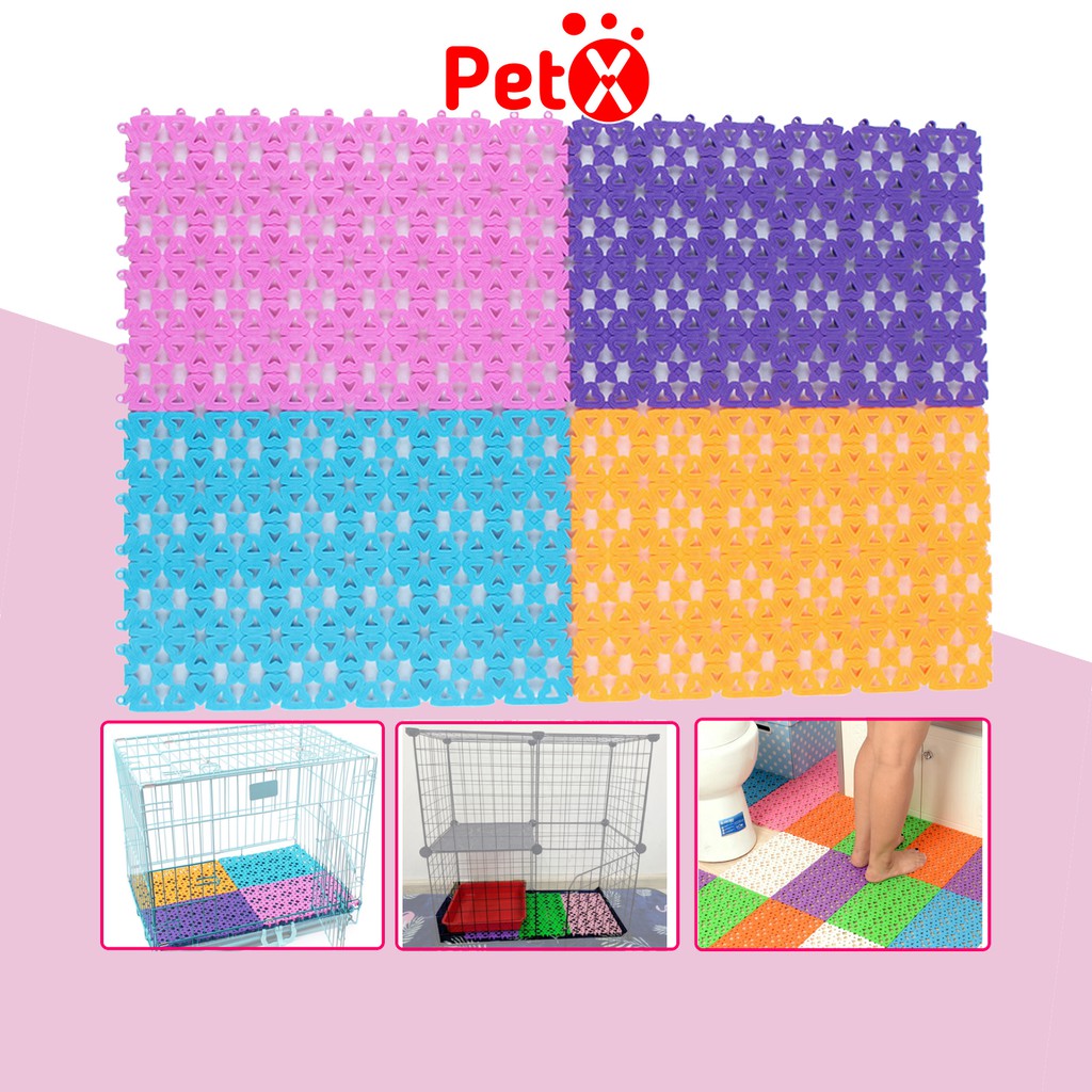 Tấm lót sàn chuồng thú cưng PetX bằng nhựa nhiều màu bằng nhựa PVC 20x30cm