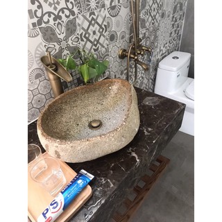 Combo Chậu rửa tự nhiên ĐÁ CUỘI đẹp sang trọng rất Việt Nam
