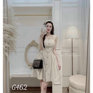 Đầm 2 dây bảng to đính nút giữ ulzzang xoè g462