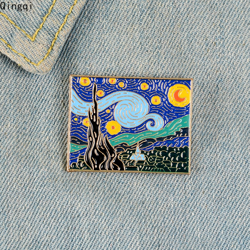 Ghim cài áo Miss Zoe có hình tranh sơn dầu Van Gogh độc đáo