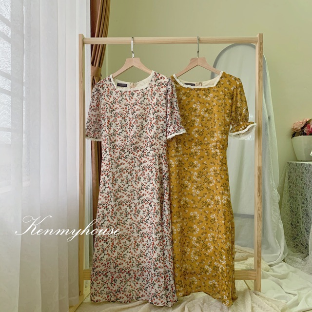 Đầm hoa cổ vuông viền ren cộc tay 🌸( hình thật) | BigBuy360 - bigbuy360.vn