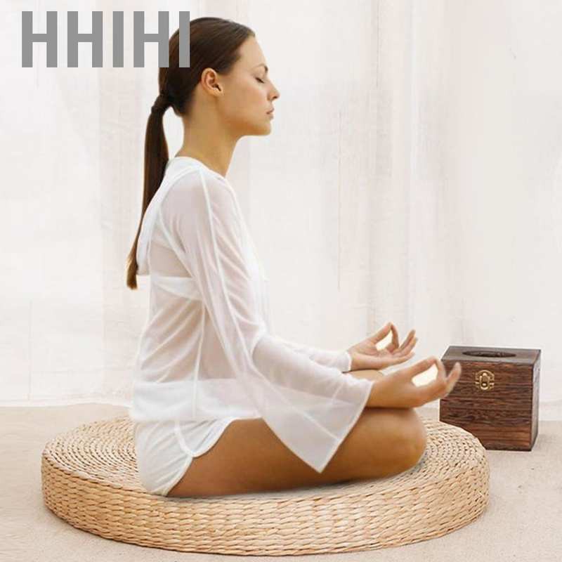 Hhihi Round Pouf Tatami Cushion Floor Grass Cushions Meditation Soft Yoga Mat 40cm