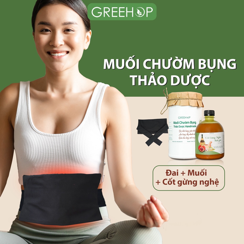 Đai + muối chườm bụng thảo dược handmade GREEHOP