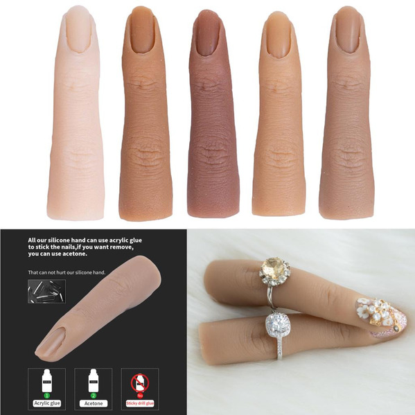 Silicone Thực hành Nail Art Đào tạo tay mô hình ngón tay giả silicone Nguồn cung cấp cho các chuyên gia Dụng cụ làm móng