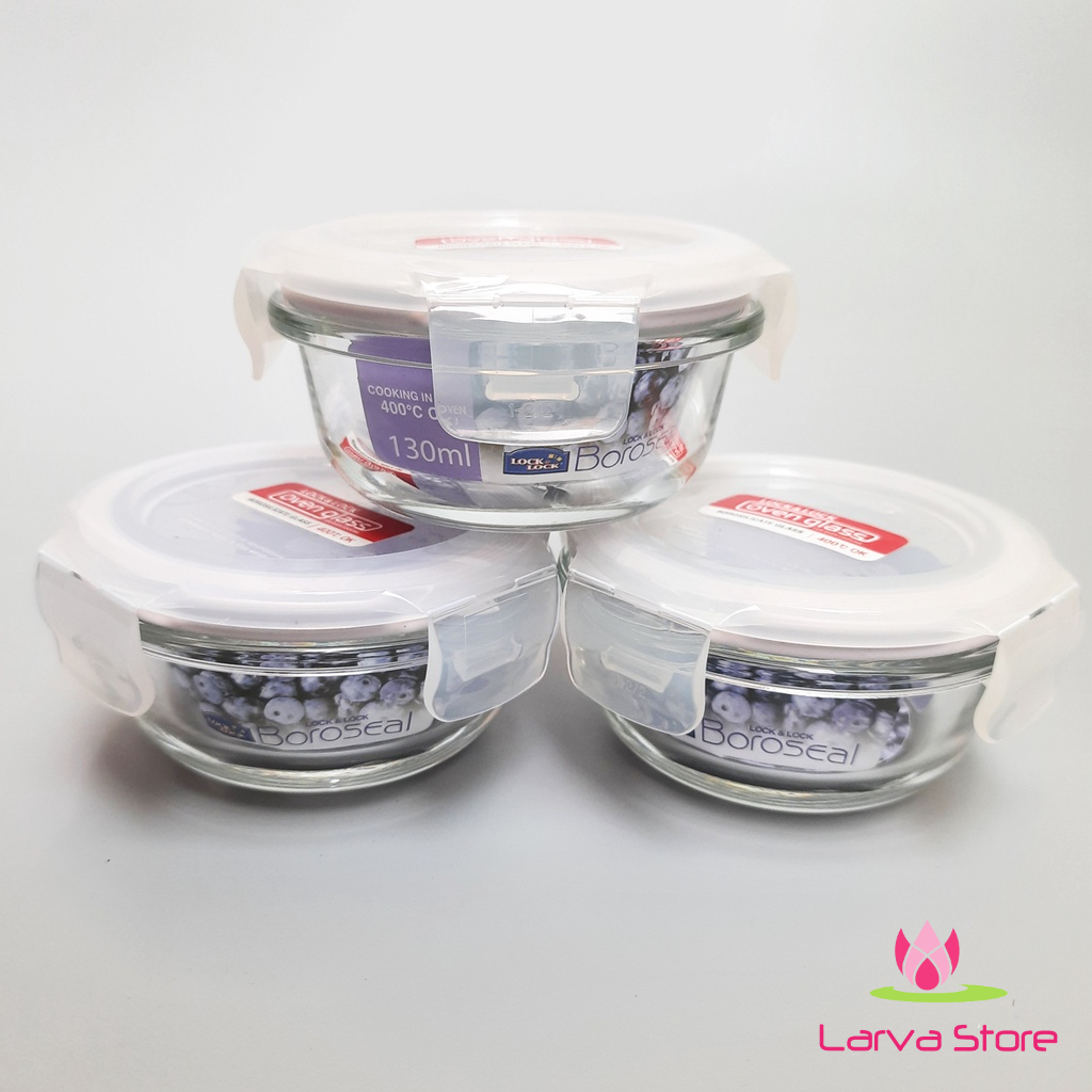 Set 3 Hộp Thủy Tinh Cỡ Nhỏ 130ml Lock&amp;Lock LLG812 - Larva Store