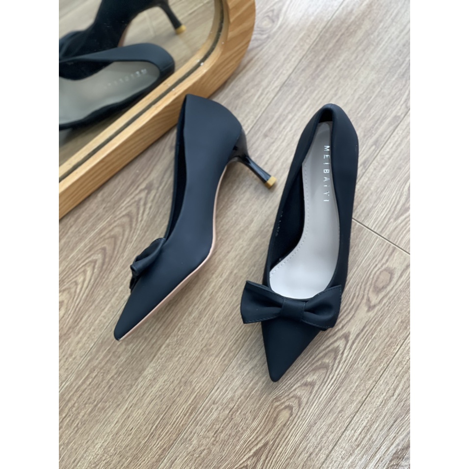 Gìay Cao gót  tag nơ gót nhọn 5cm mã 806-1