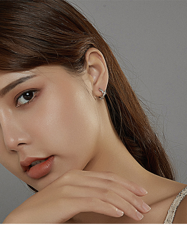 Khuyên Tai Nữ Bamoer BSE445 Bạc 925 Trang Trí Hình Bướm Đính Đá CZ Không Gây Dị Ứng