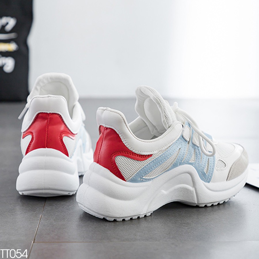 (Xả Hàng 149k) - Giày Thể Thao Nữ, Sneaker Hàn Quốc Trẻ Trung Năng Động Đế Cao 5CM - Chất Da Phối Vải Lưới Đẹp TT054