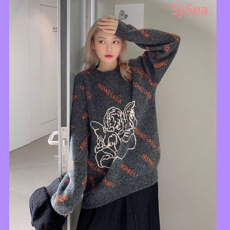 Plus Áo Sweater Dáng Rộng Phong Cách Thời Trang Hàn Quốc Cho Nữ