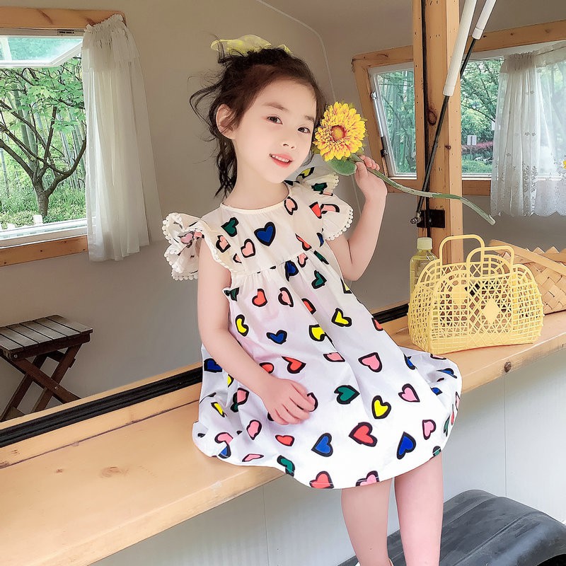 fashion dress Váy công chúa hình trái tim cho bé gái từ 3-8 tuổi baby girl dress