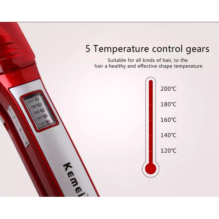 Máy Kẹp Thẳng Tóc Bằng Hơi Nước Kemei 3011