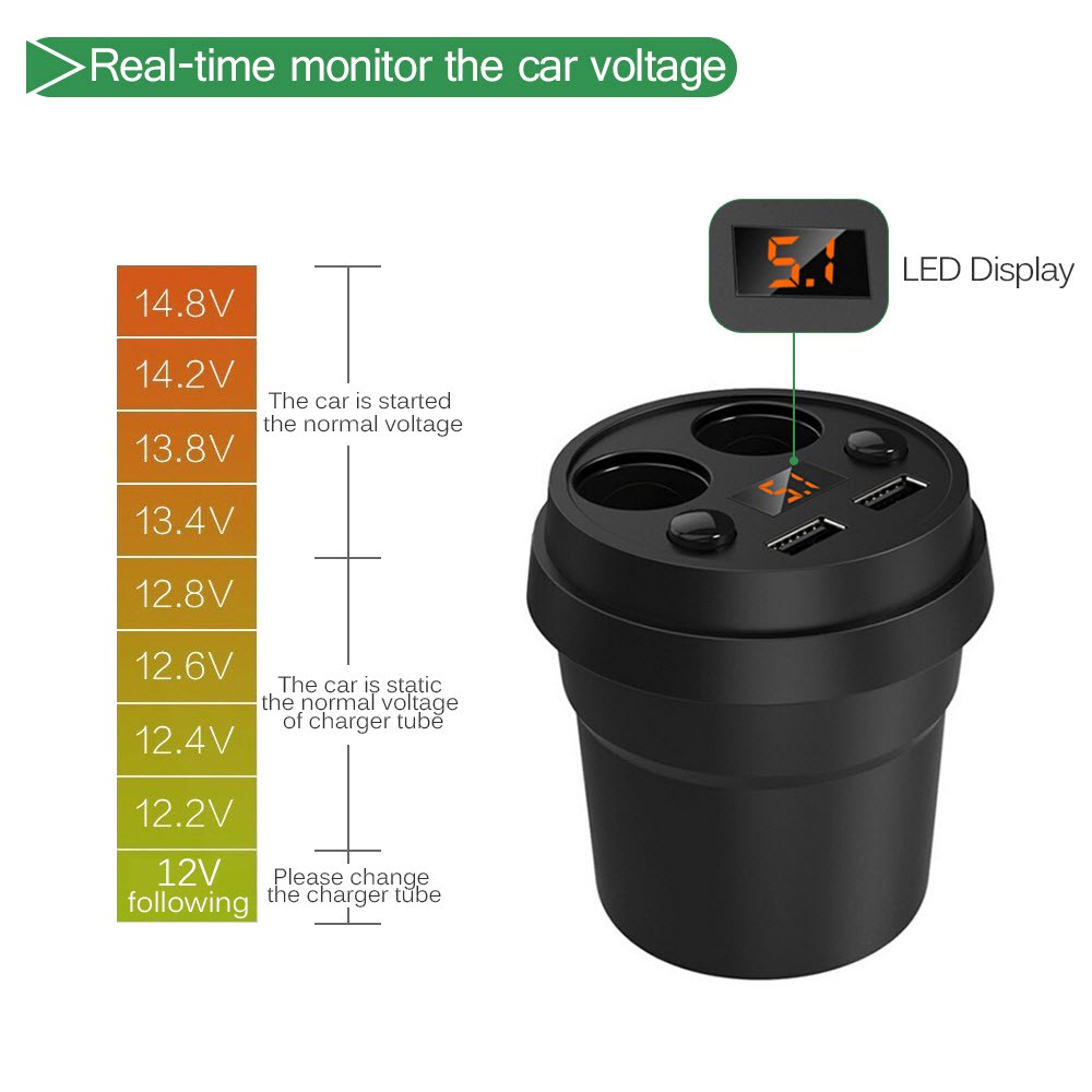 Bộ Chia Tẩu Sạc Và 2 Cổng USB Car Charger 2 USB PORTS Trên Ô Tô - Hàng Nhập Khẩu