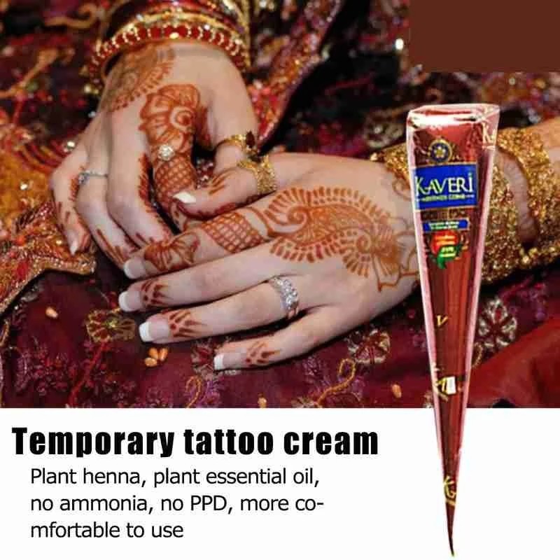 Natural Brown Herbal Henna Cones Hình xăm tạm thời Mehndi Ink Golecha Indian Mehndi Paste Vẽ trang điểm ngón tay Feet Body Cream Công cụ chăm sóc da