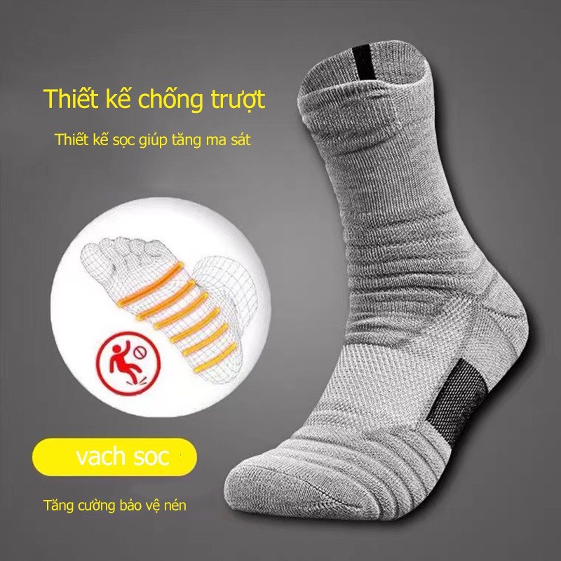 Tất thể thao dày dặn không  may đầu,Tất Thể Thao Chạy Bộ Chống Trơn Trượt, Tất Dày Thấm Hút Mồ Hôi, Thoáng Khí