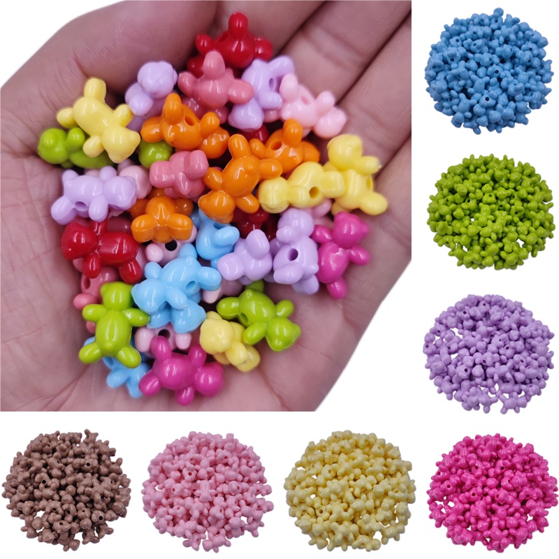 Bộ 10 Hạt Nhựa Hình Gấu 16*13mm Màu Sắc Dễ Thương Dùng Làm Đồ Trang Sức Thủ Công