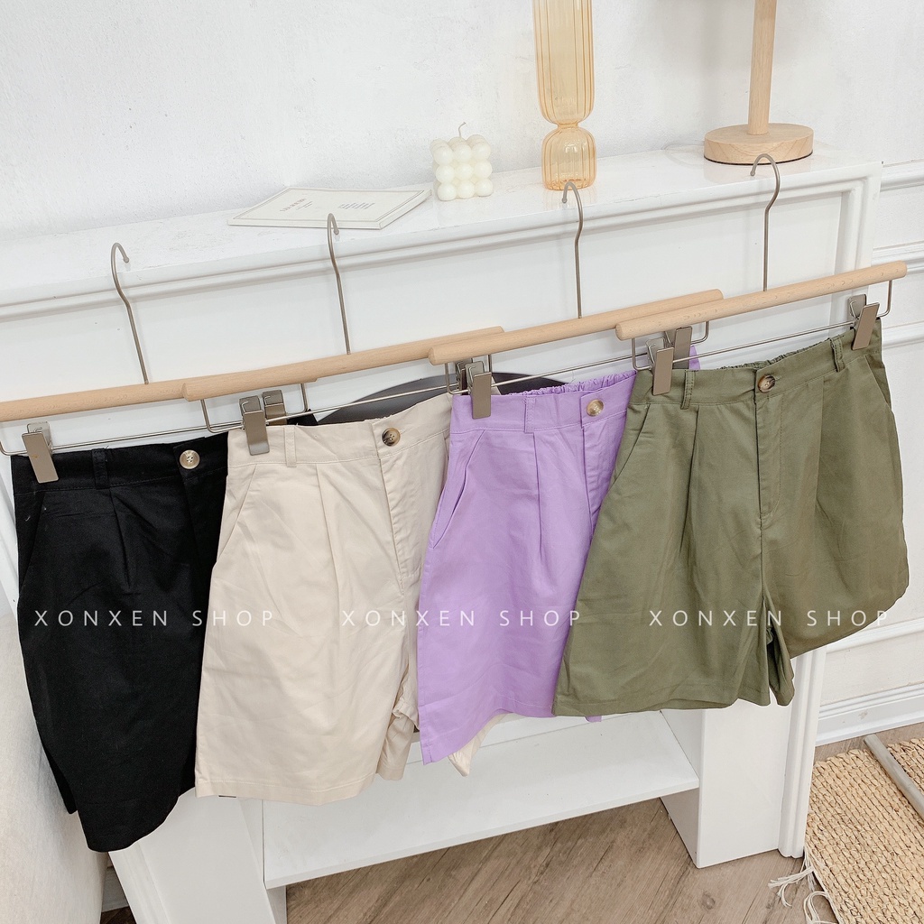 QUẦN SHORT NỮ chất vải kaki mềm lưng thun sau co giãn túi xéo dễ thương XONXEN SHOP size S M L mã 906