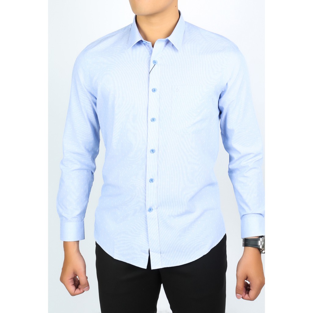 Áo sơ mi dài tay Owen Slimfit màu xanh nhạt họa tiết - AS90025D