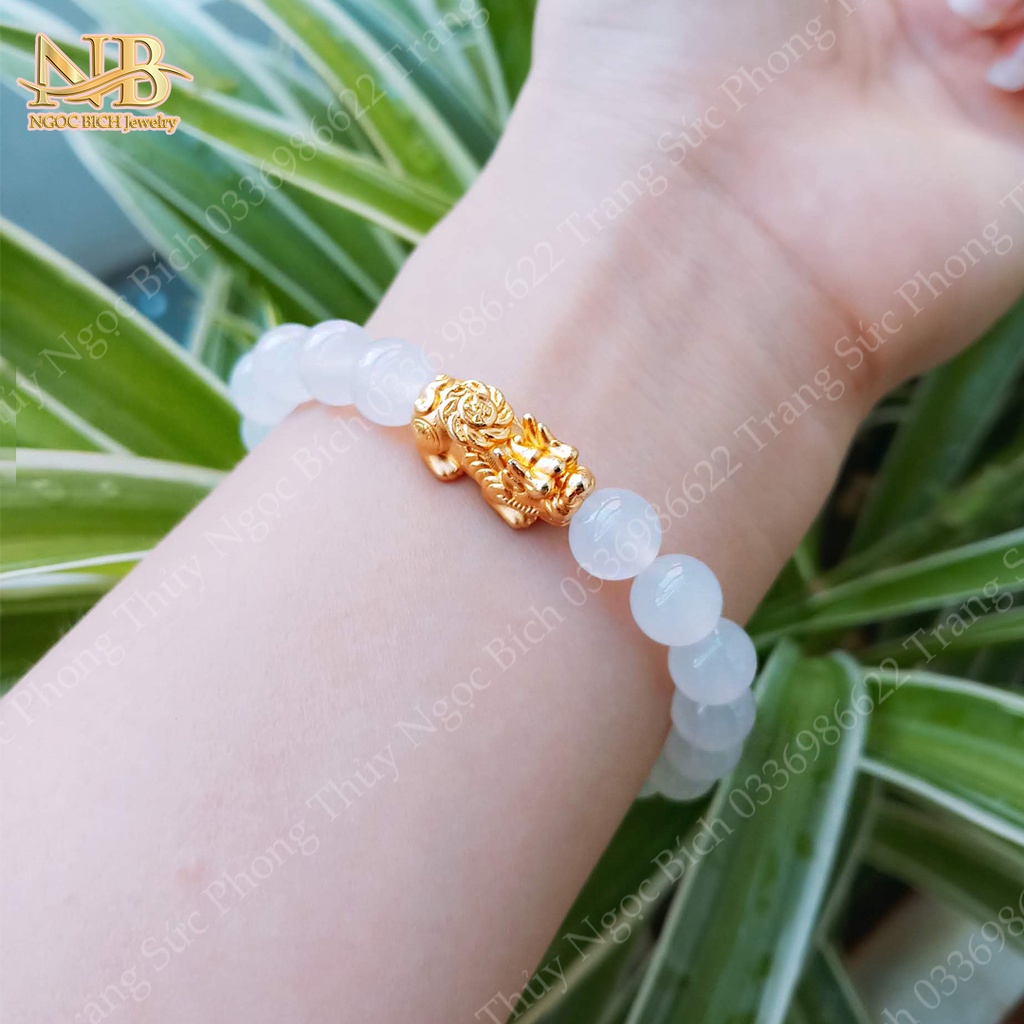 Vòng Tay Phong Thủy Đá Mã Não 10 Li Tỳ Hưu Màu Vàng - NB Jewelry