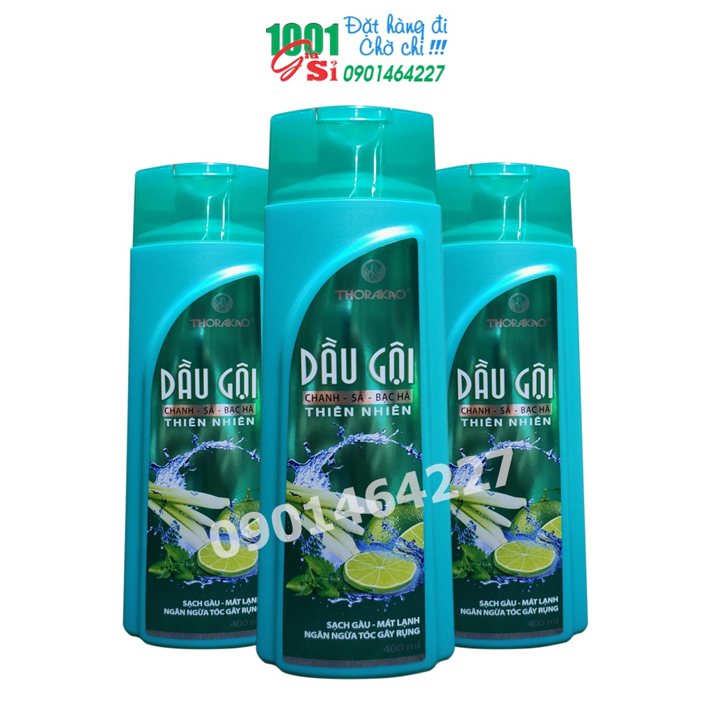 Dầu gội Chanh Sả Bạc Hà 400ml Thorakao giúp tóc khoẻ, giảm rụng tóc, ngừa gàu