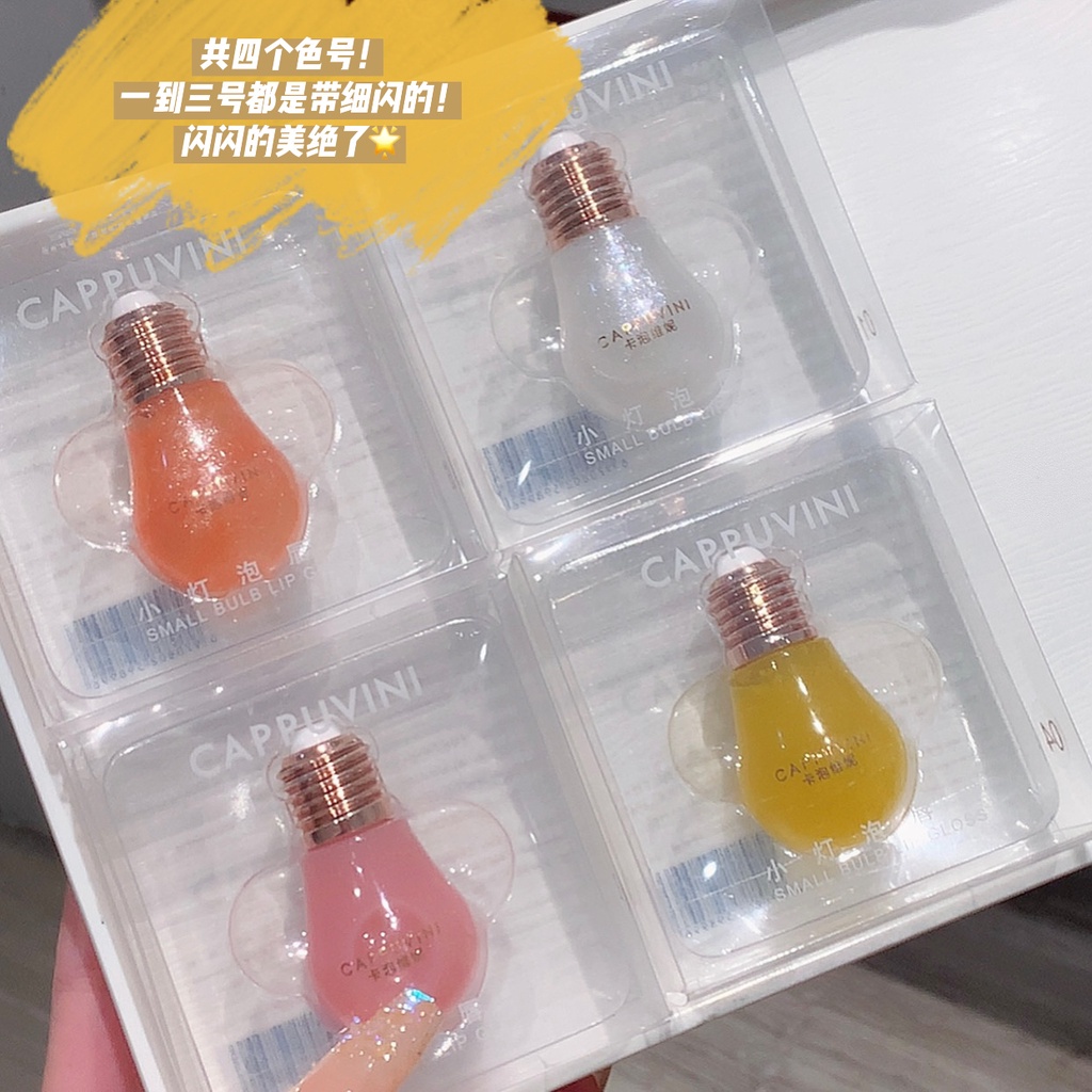 Son bóng dưỡng môi Cappuvini thiết kế hình bóng đèn siêu cute mềm mượt, Son dưỡng bóng Cappuvini dưỡng ẩm môi