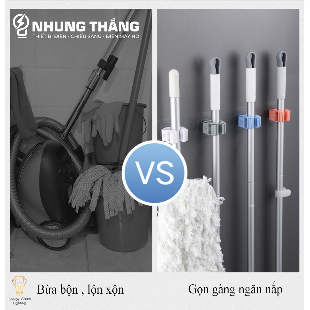 Miếng Dán Tường Kẹp , Giữ Các Dụng Cụ Lau Dọn Trong Nhà - Móc Treo Chổi, Treo Ô, Đồ Dùng - Chịu Lực Tốt
