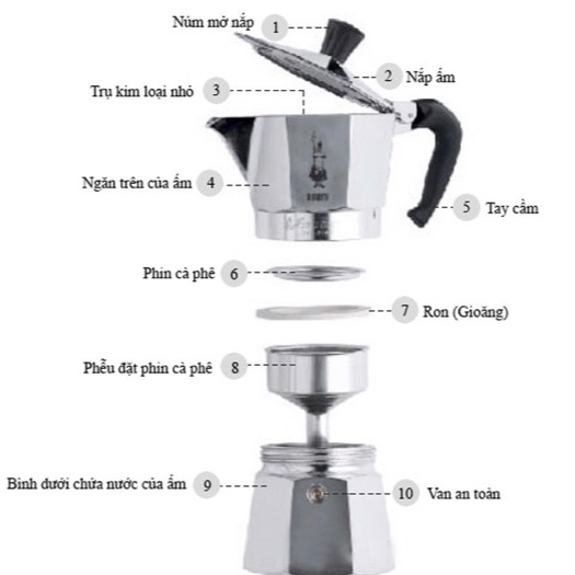 Bình Pha Cà Phê Bialetti Moka 6 Cup