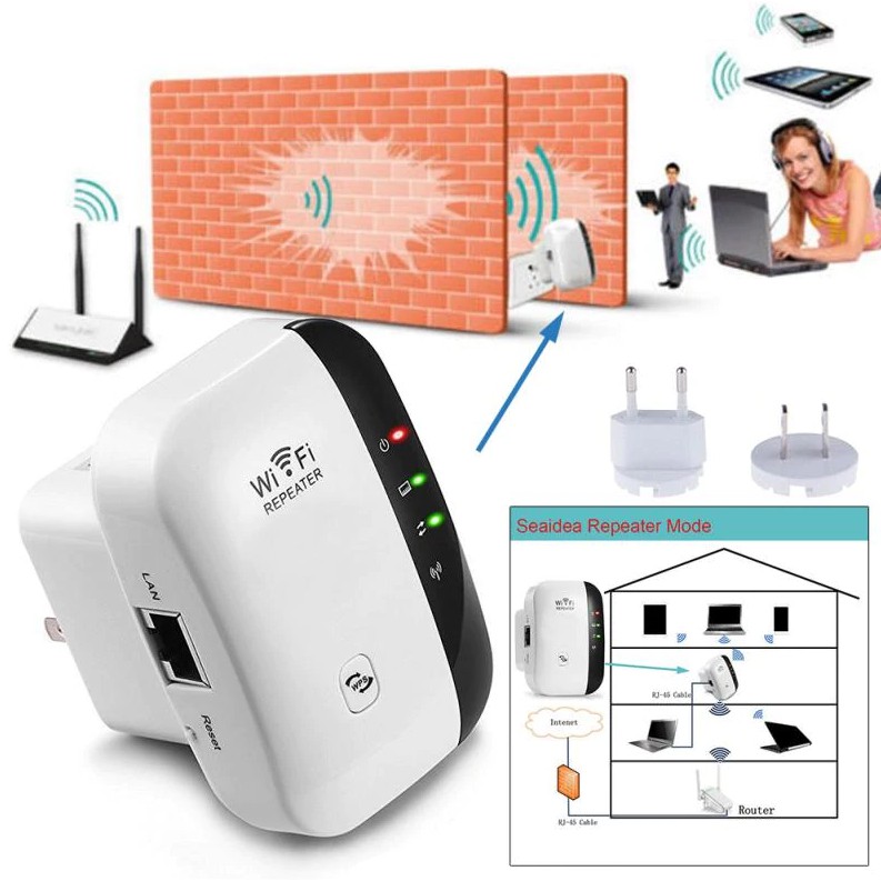 Bộ Kích Sóng Wifi - N Wifi Repeter - Tốc Độ 300 Mbps - Tích Hợp Cổng Lan Hỗ Trợ Phát Wifi Từ Cổng Lan - Bảo Hành 6 Tháng