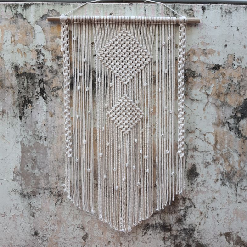 Rèm đan dây Macrame Trang Trí tường 70cm - Ảnh Thật - Bảng màu ở cuối
