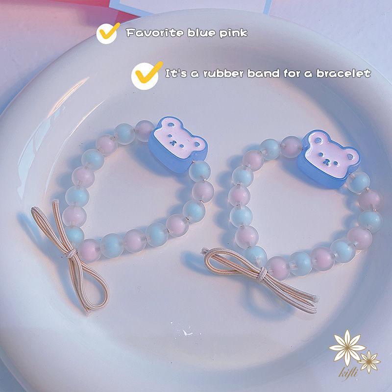 Dây Buộc Tóc Cao Su Đính Hạt Hình Gấu Tươi Mới Và Ngọt Ngào Đa Năng