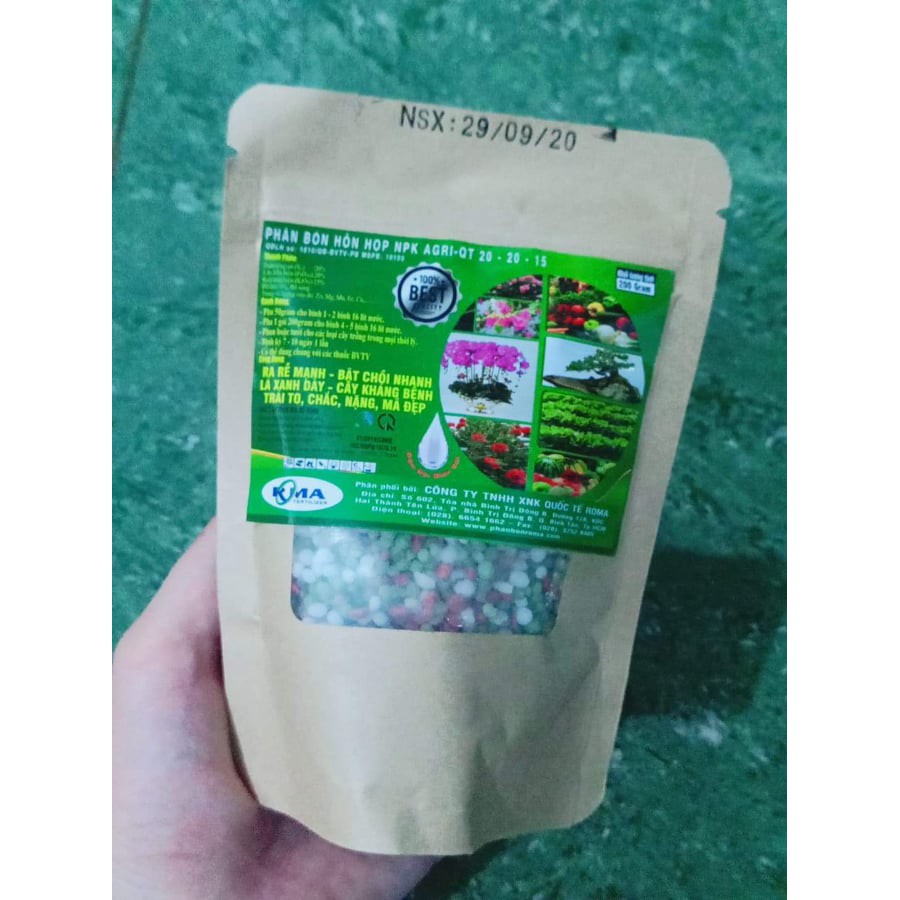 phân bón hỗn hợp NPK-AGRI-QT20-20-15 /200GRAM
