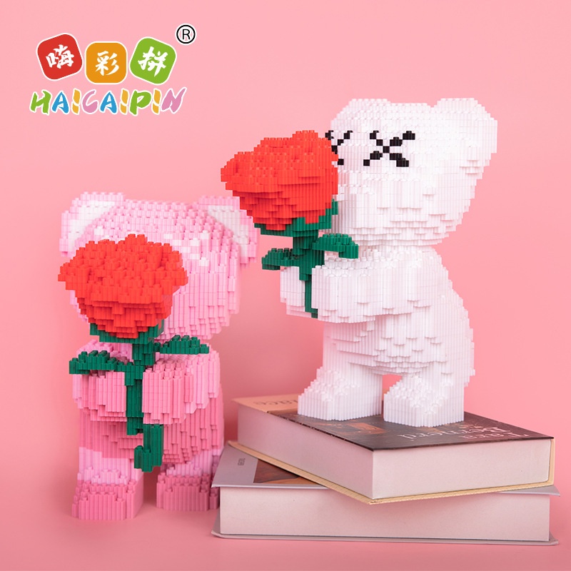 Bộ Đồ Chơi Lắp Ráp Hình Chú Gấu Và Hoa Nhiều Màu Dễ Thương Cho Người Lớn