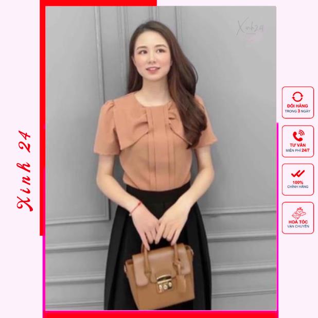 Áo sơ mi nữ công sở nơ bảng siêu xinh, hàng thiết kế Form chuẩn | BigBuy360 - bigbuy360.vn