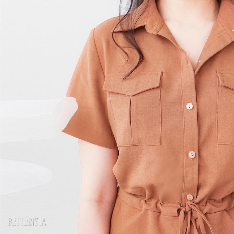 Bộ liền Romper Betterista  2 màu be và cam gạch