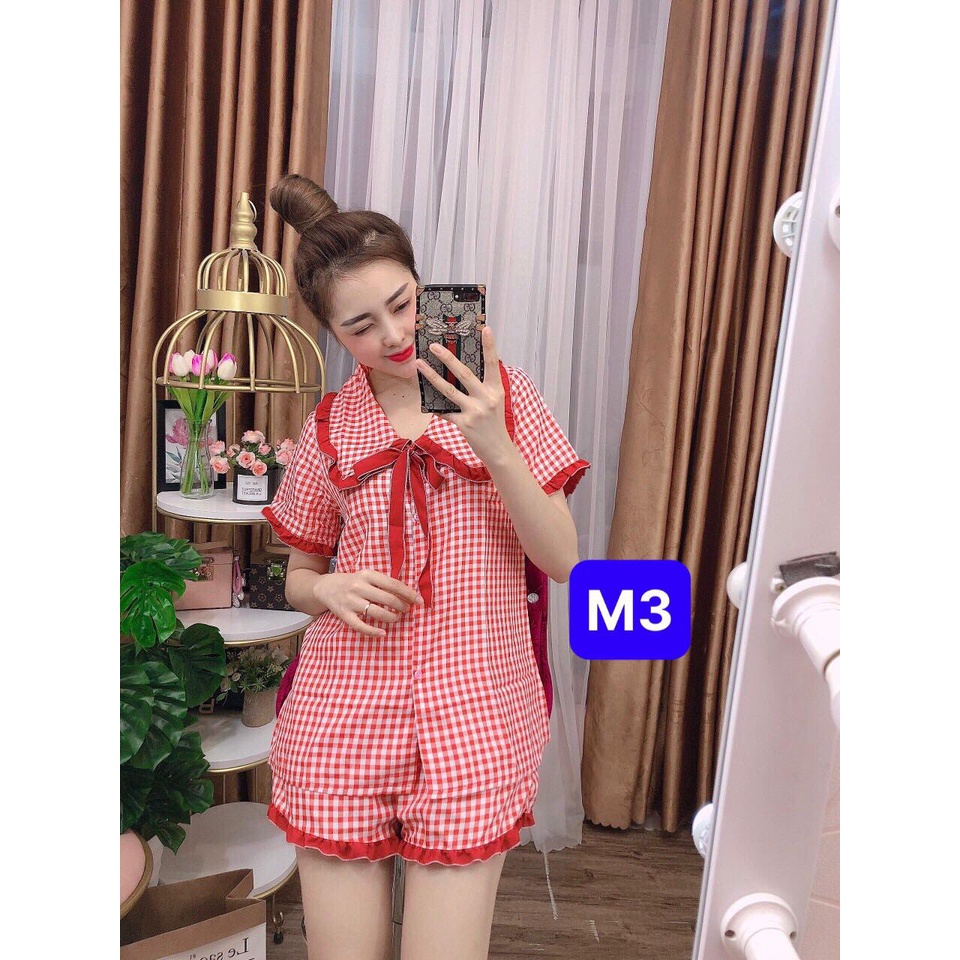 SET BỘ ĐÙI LỤA CARO THỜI TRANG MẶC NHÀ SIÊU DỄ THƯƠNG