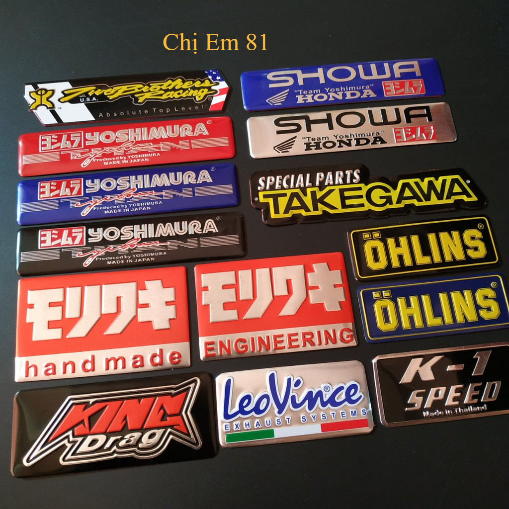 [Mới] Tem nhôm dán Pô xe, ống xả xe gắn máy Yoshimura - Ohlins - Leovince