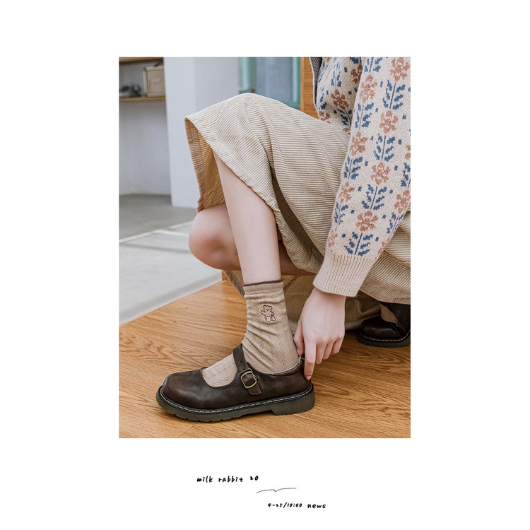 Tất nữ gấu cổ bèo vớ nữ sinh vintage