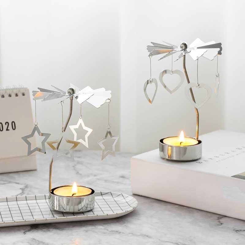 Giá Đỡ Đèn Cầy Bằng Kim Loại / Vòng Xoay Độc Đáo Cổ Điển Trang Trí Nhà Cửa Dịp Giáng Sinh / Năm Mới