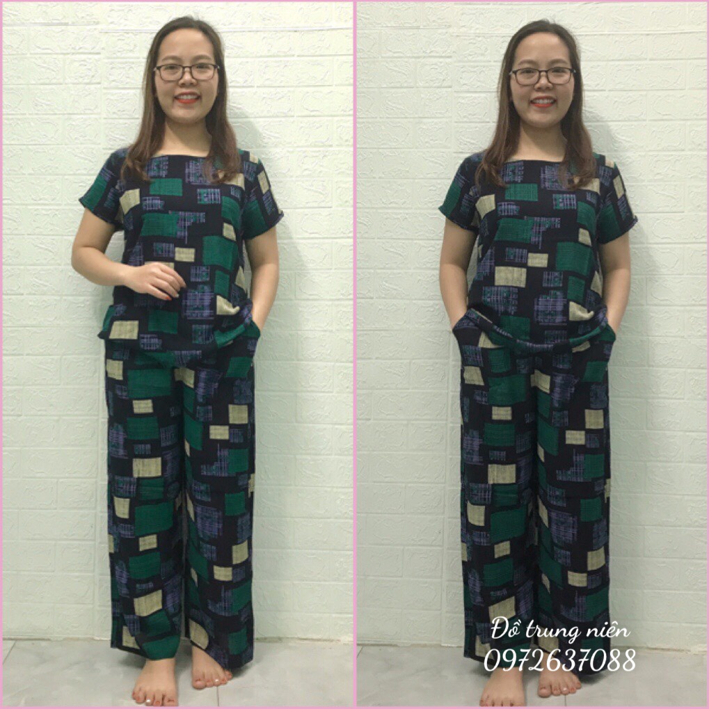 Bộ Đồ Trung Niên Chất Lanh Quần Dài Áo Cộc- Bộ Dành Cho Người Lớn Tuổi