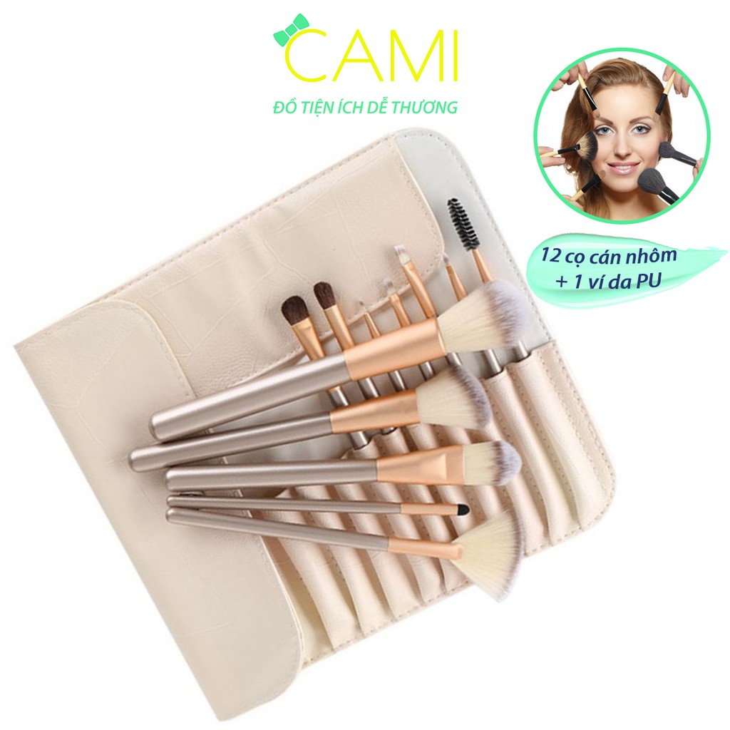 Bộ 12 cọ trang điểm và 1 bao da dùng làm đẹp cơ bản dành cho người mới học - Cami - CMPK167