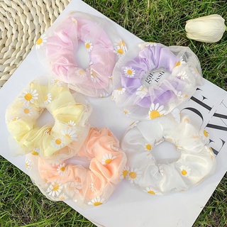 Scrunchies dây cột tóc 2 lớp hoa cúc